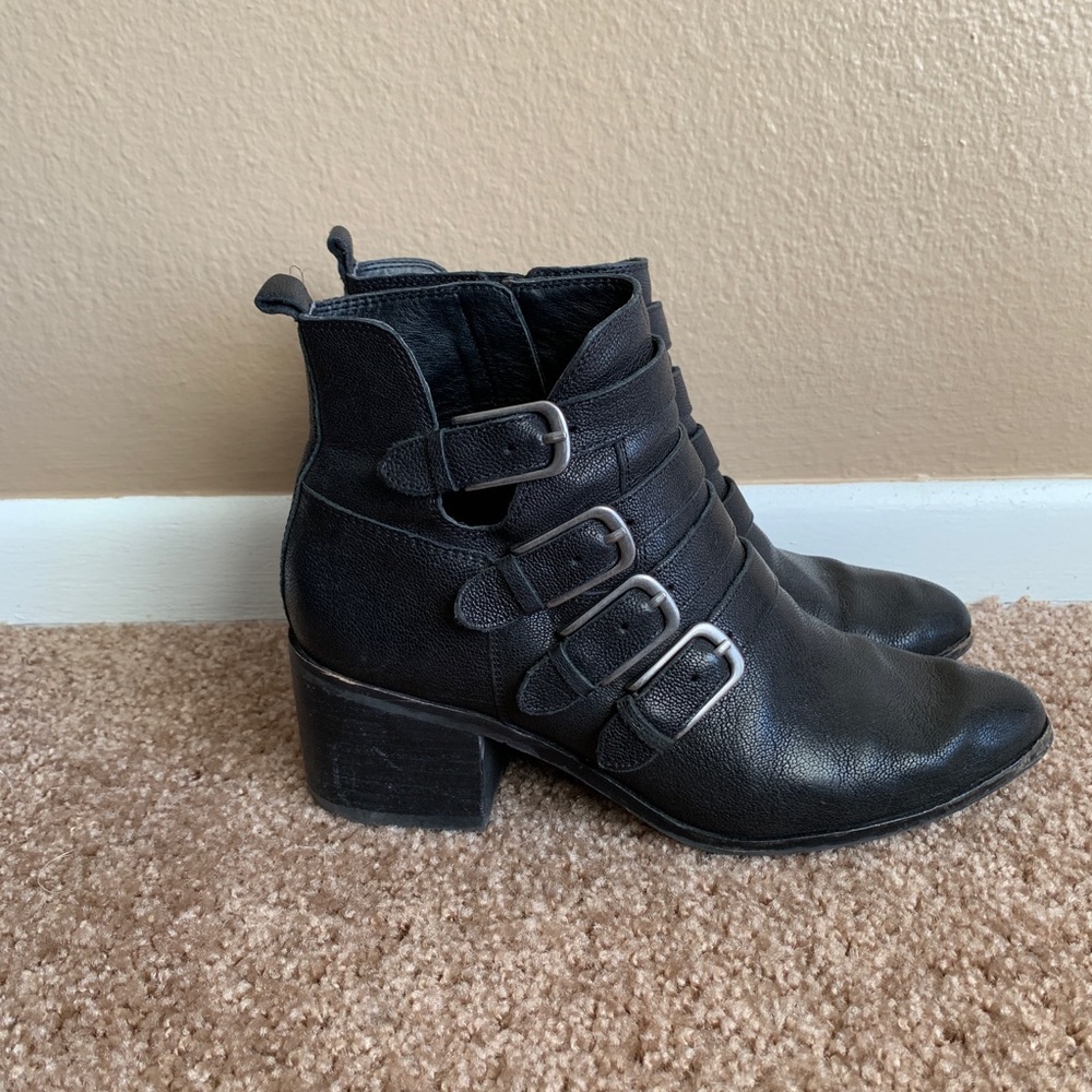 Lucky Brand Leather Buckle Boots